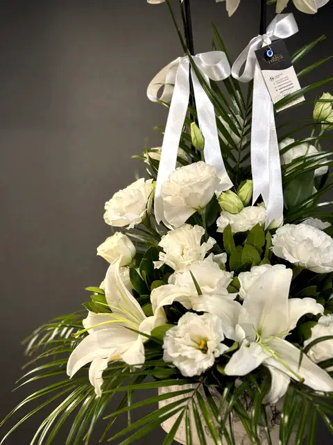 Beyaz Orkide Aranjmanı Seramik Vazoda