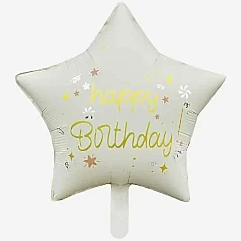 45 CM YILDIZ HAPPY BİRTHDAY BEJ FOLYO BALON