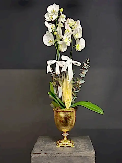 Retro Kadehte Beyaz Orkide