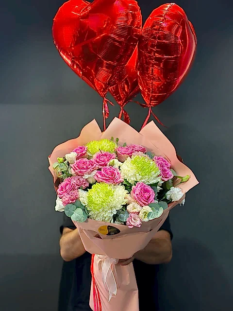 Kalp Balonlarla Aşk Buketi