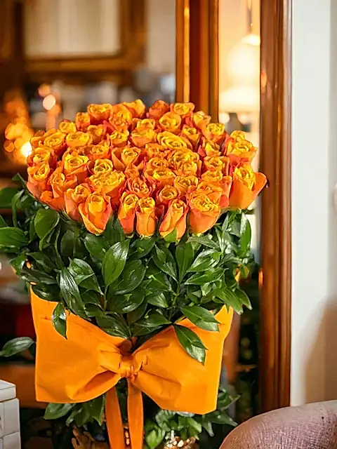 Dev Kutuda 50 Hollanda Turuncu Gül