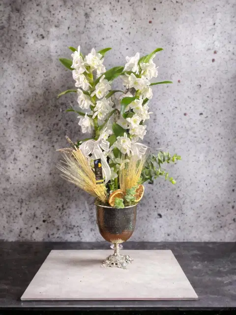 Dendrobium Beyaz Retro Vazoda Orkide